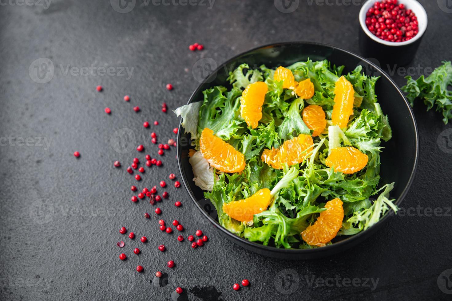 sallad citrussallad, mixblad, mandarin eller apelsinmjöl foto