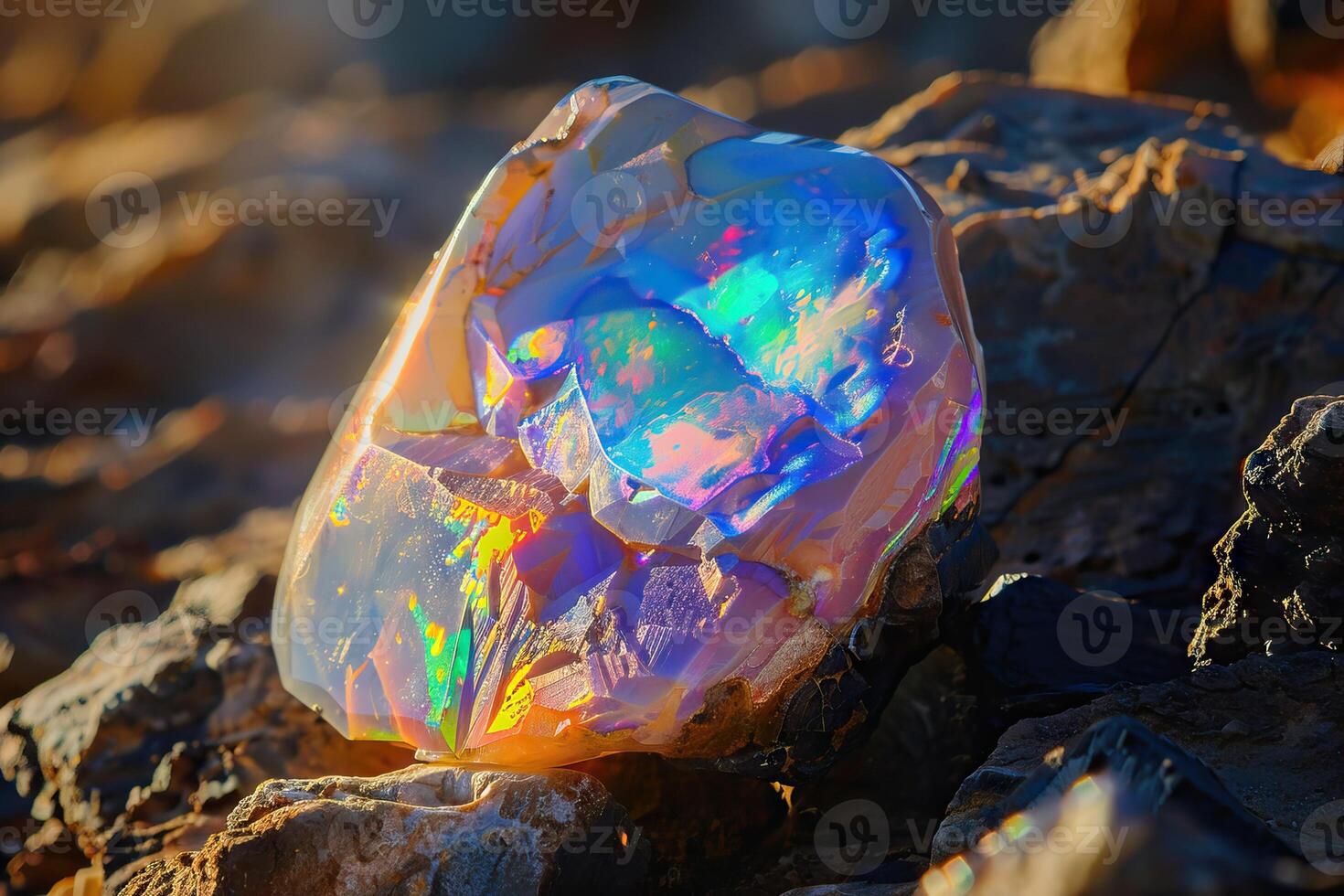 ai genererad kristall opal med ljus färger foto