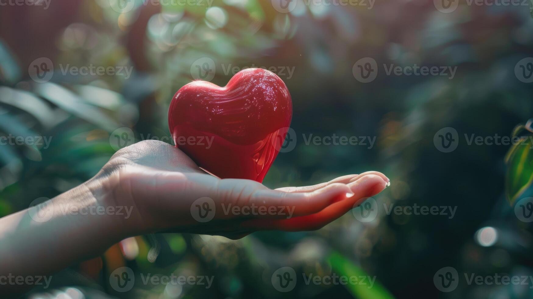 ai genererad hjärta transplantation och organ donation begrepp. hand är ger röd hjärta. foto