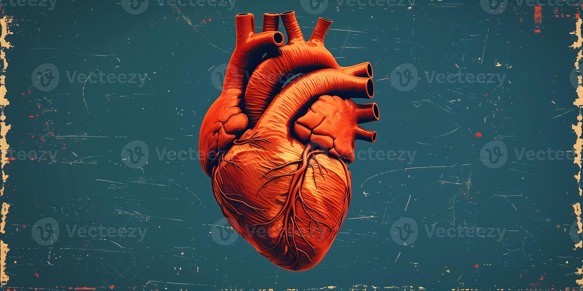 ai genererad illustration av en mänsklig hjärta i konst stil för medicinsk teman foto