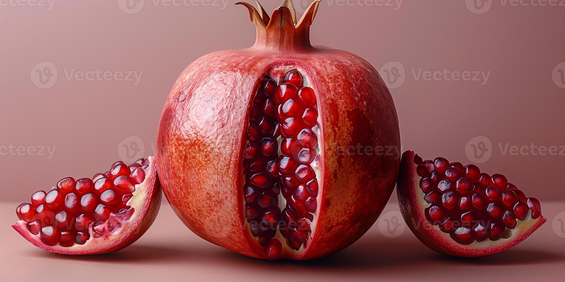 konst avrättning av granatäpple frukt med ljus bakgrund foto