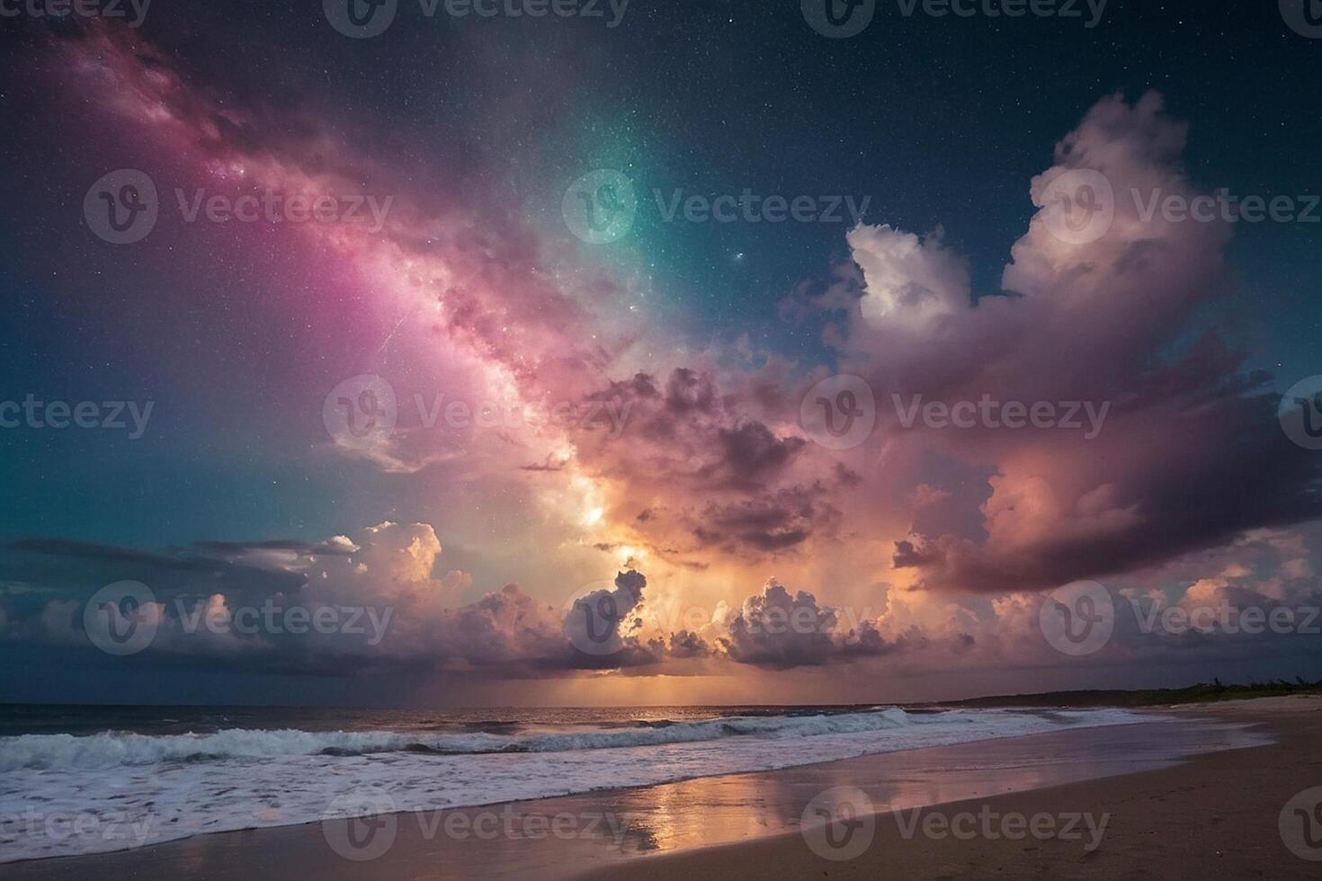 en färgrik storm är sett över de hav foto