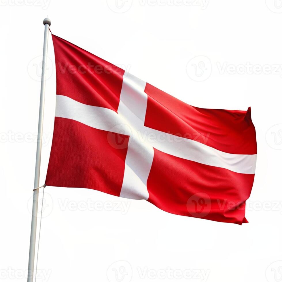 ai genererad de flagga av Danmark är flygande hög i de luft foto