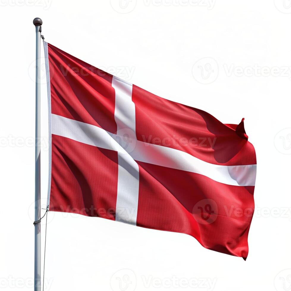 ai genererad de flagga av Danmark är flygande hög i de luft foto