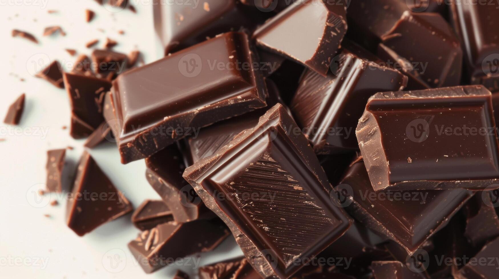 blandad mörk choklad bitar närbild isolerat i vit bakgrund foto