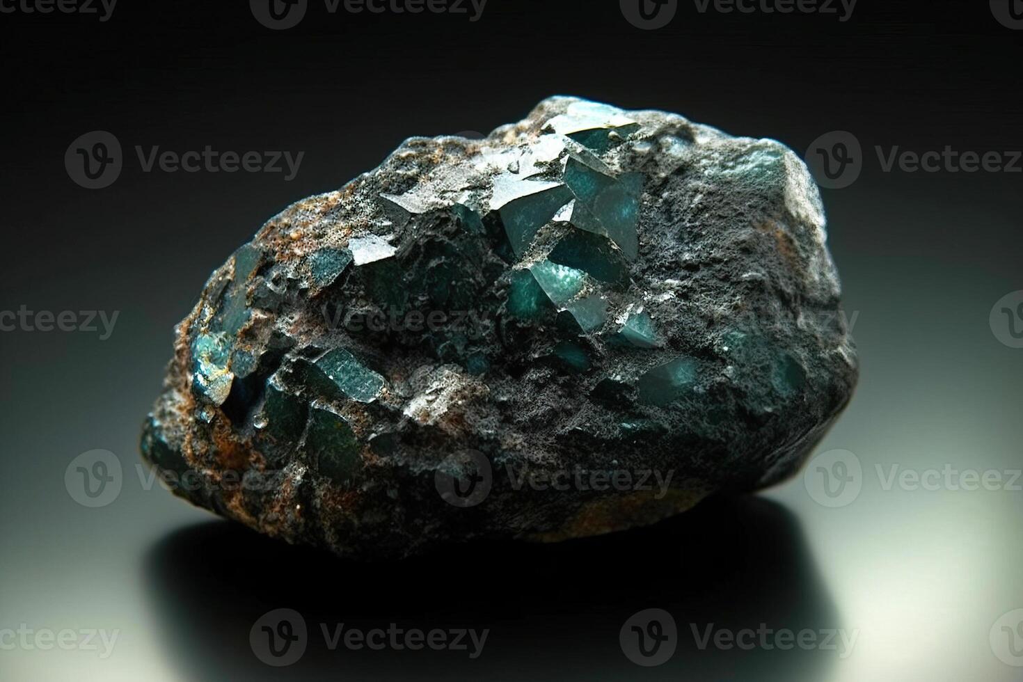 libetenit är en sällsynt dyrbar naturlig sten på en svart bakgrund. . rubrik baner attrapp med Plats. foto