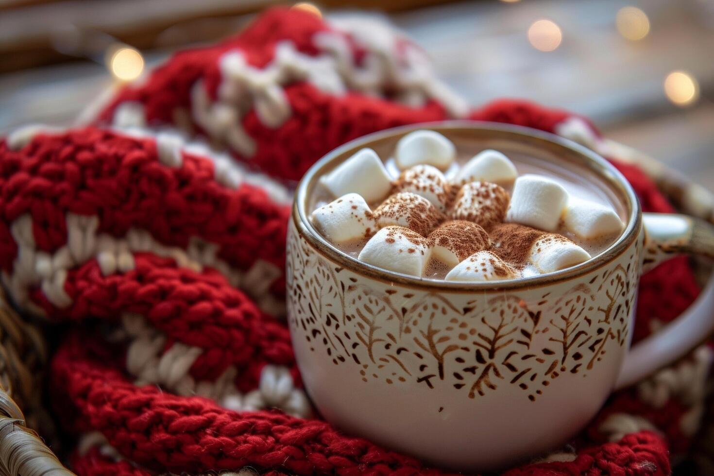 varm choklad med marshmallows foto