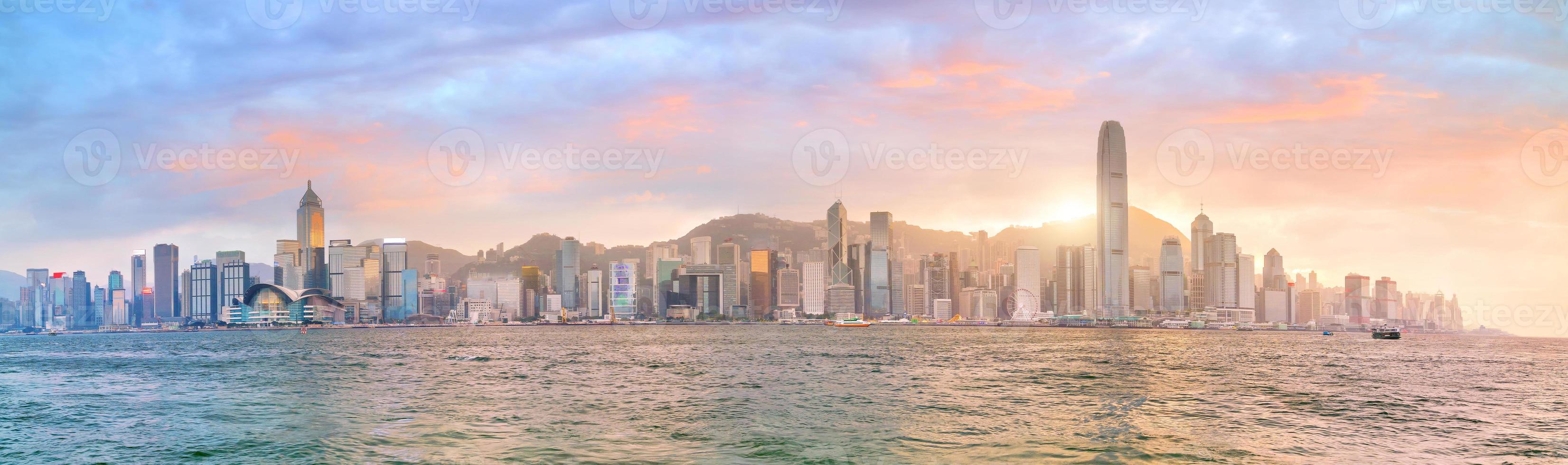 Hong Kong stadshorisont i Kina-panorama foto