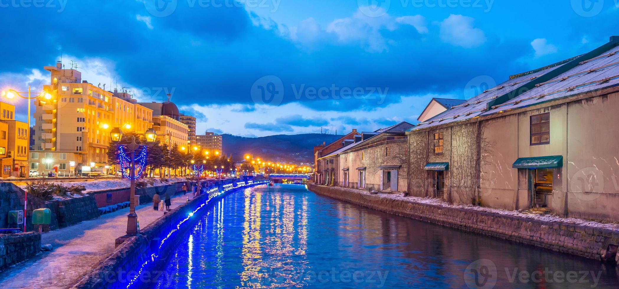 stadsbild av otaru, japansk kanal och historiskt lager, sapporo foto