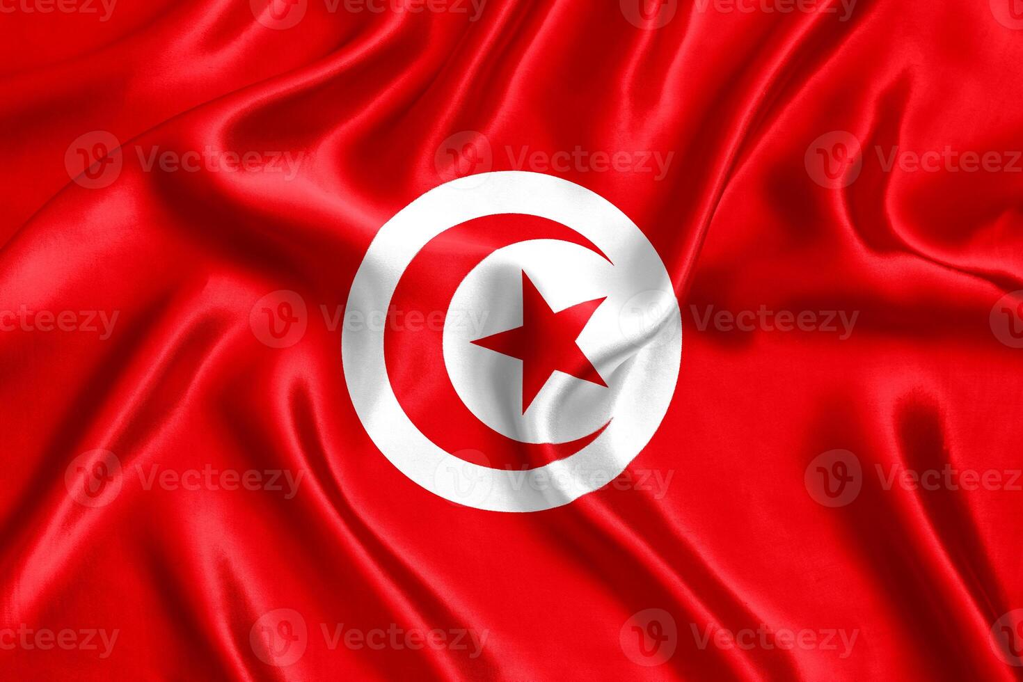 flagga av tunisien silke närbild foto