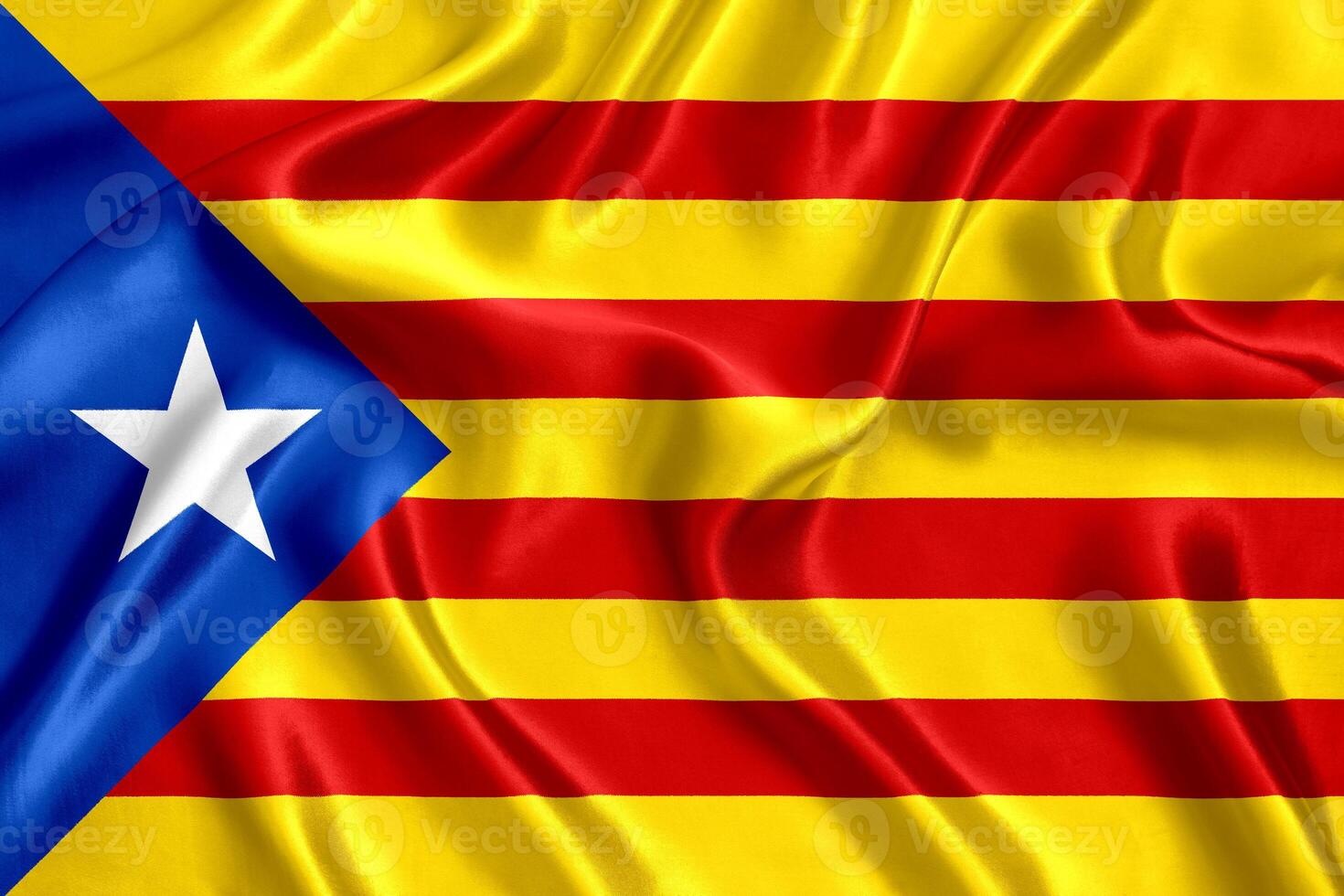 flagga av catalonia silke närbild foto