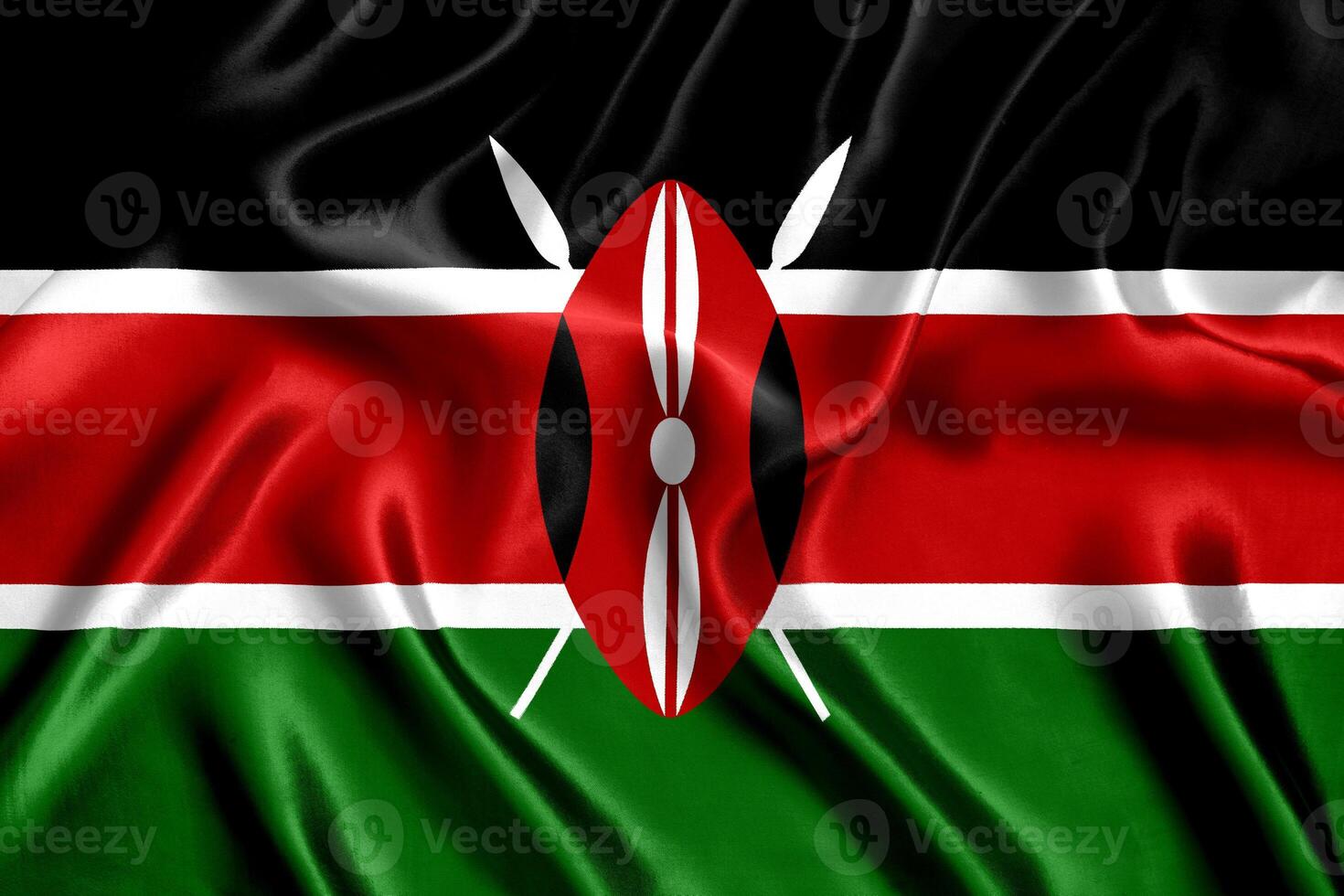 flagga av kenya silke närbild foto