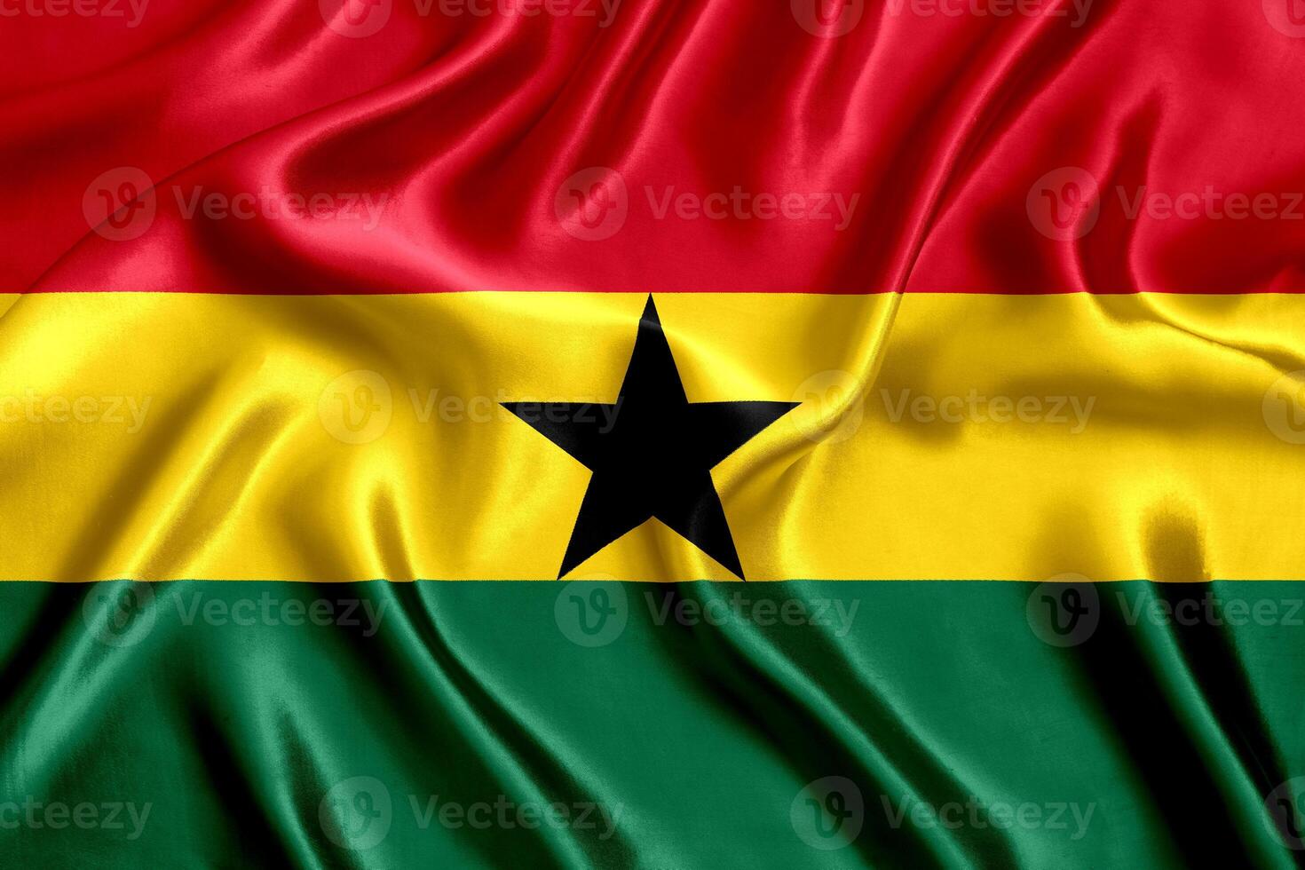 flagga av ghana silke närbild foto