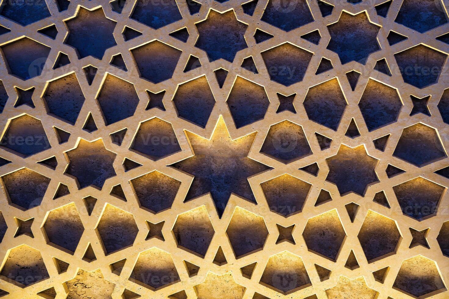 geometrisk traditionell islamic prydnad. fragment av en mosaik. foto