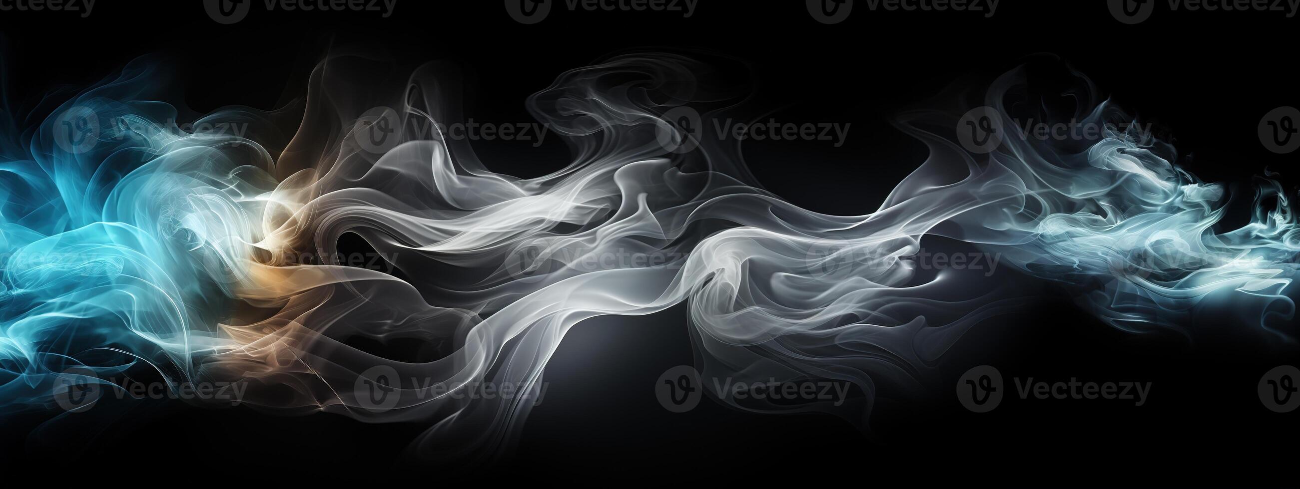 ai genererad färgrik rök på en svart bakgrund generativ ai foto