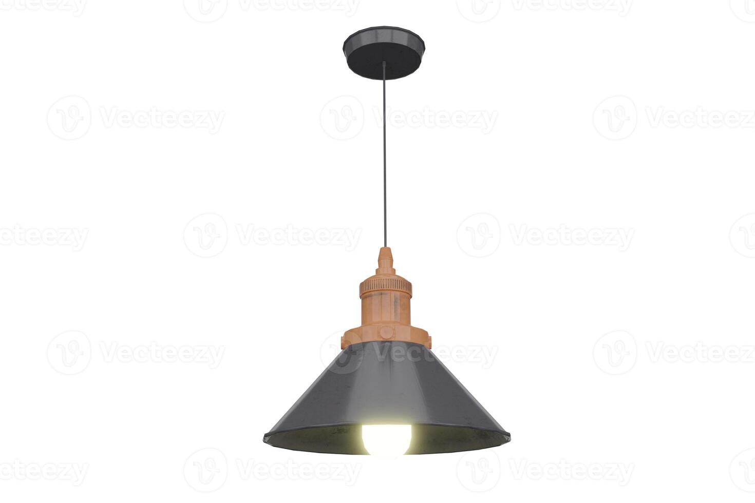 svart tak hängsmycke lampa med belysning på foto