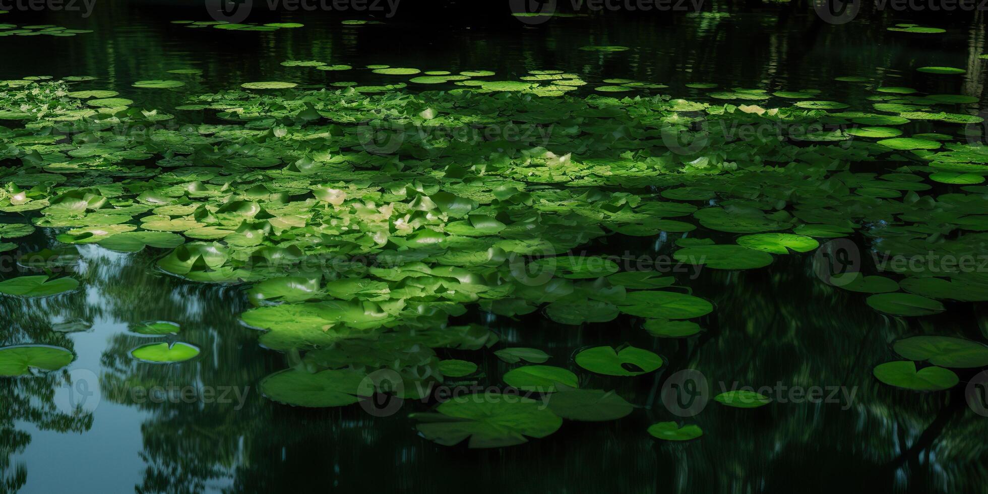 grön löv på damm flod sjö landscaoe bakgrund se foto