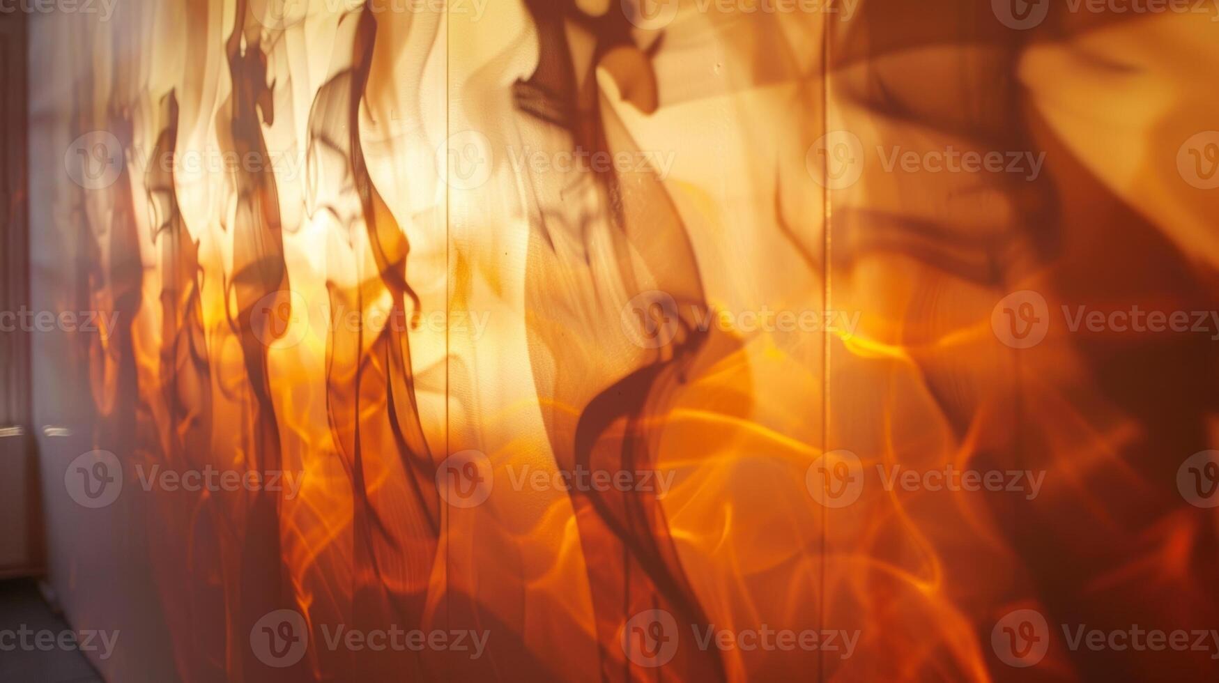 skuggor kasta förbi de brand dansa och flätas ihop skapande ett ständigt föränderlig och fascinerande visa på de verkstad väggar. 2d platt tecknad serie foto