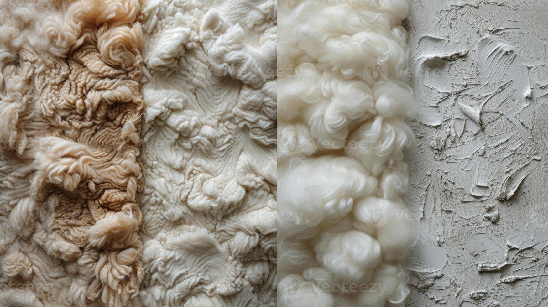 en sida vid sida jämförelse av traditionell fibergl isolering och miljövänligt fåren ull isolering highlighting de naturlig och förnybar egenskaper av de senare foto