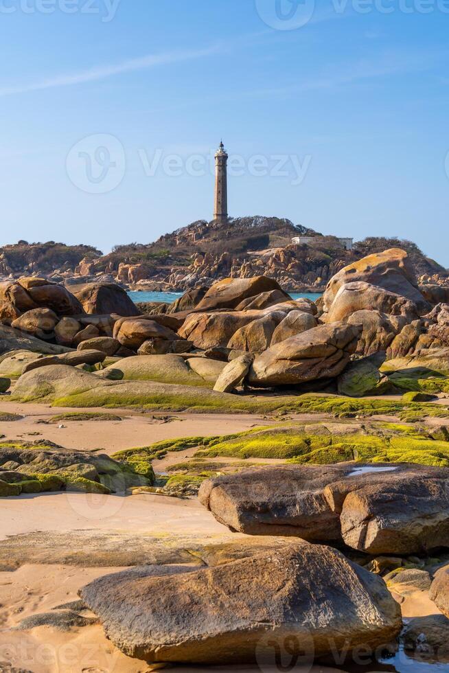 ke ga strand på mui nej, phan thiet, binh thuan, vietnam. ke ga cape eller fyr är de mest favorit destination för besökare till la gi, binh thuan provins. foto