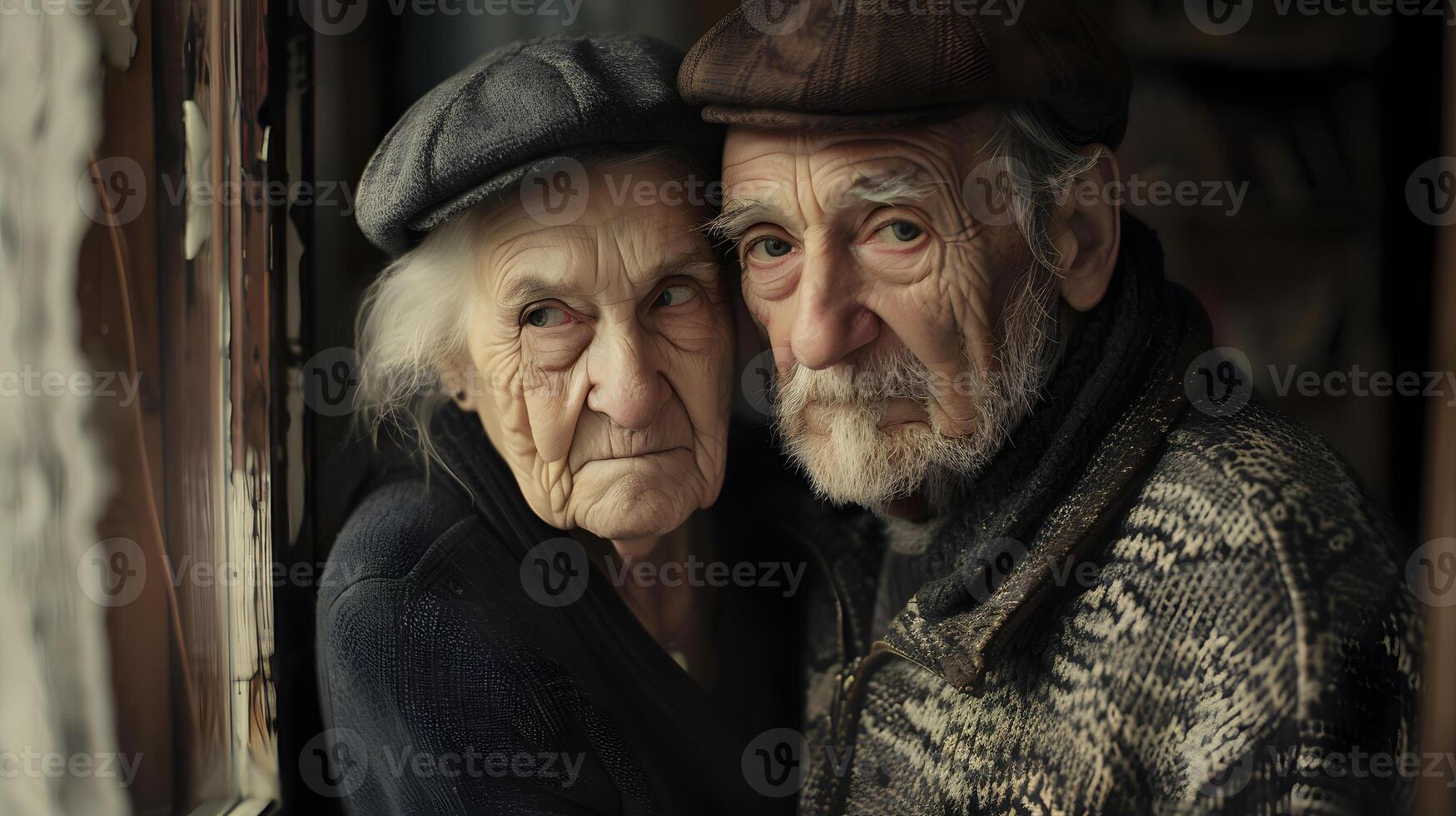 porträtt av en par av två gammal människor av pensionering ålder. foto