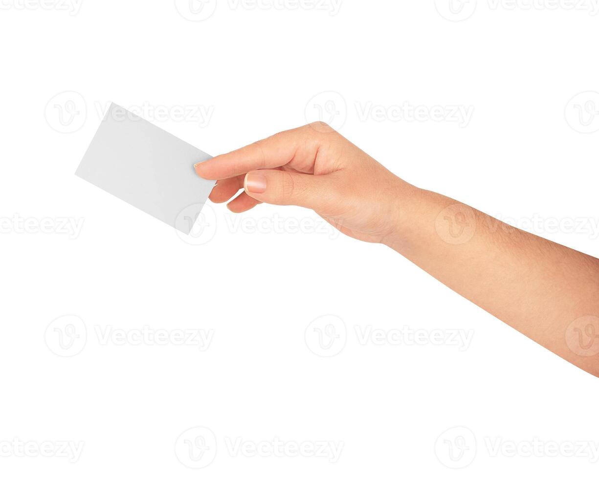 företag cardin kvinna hand på vit bakgrund foto