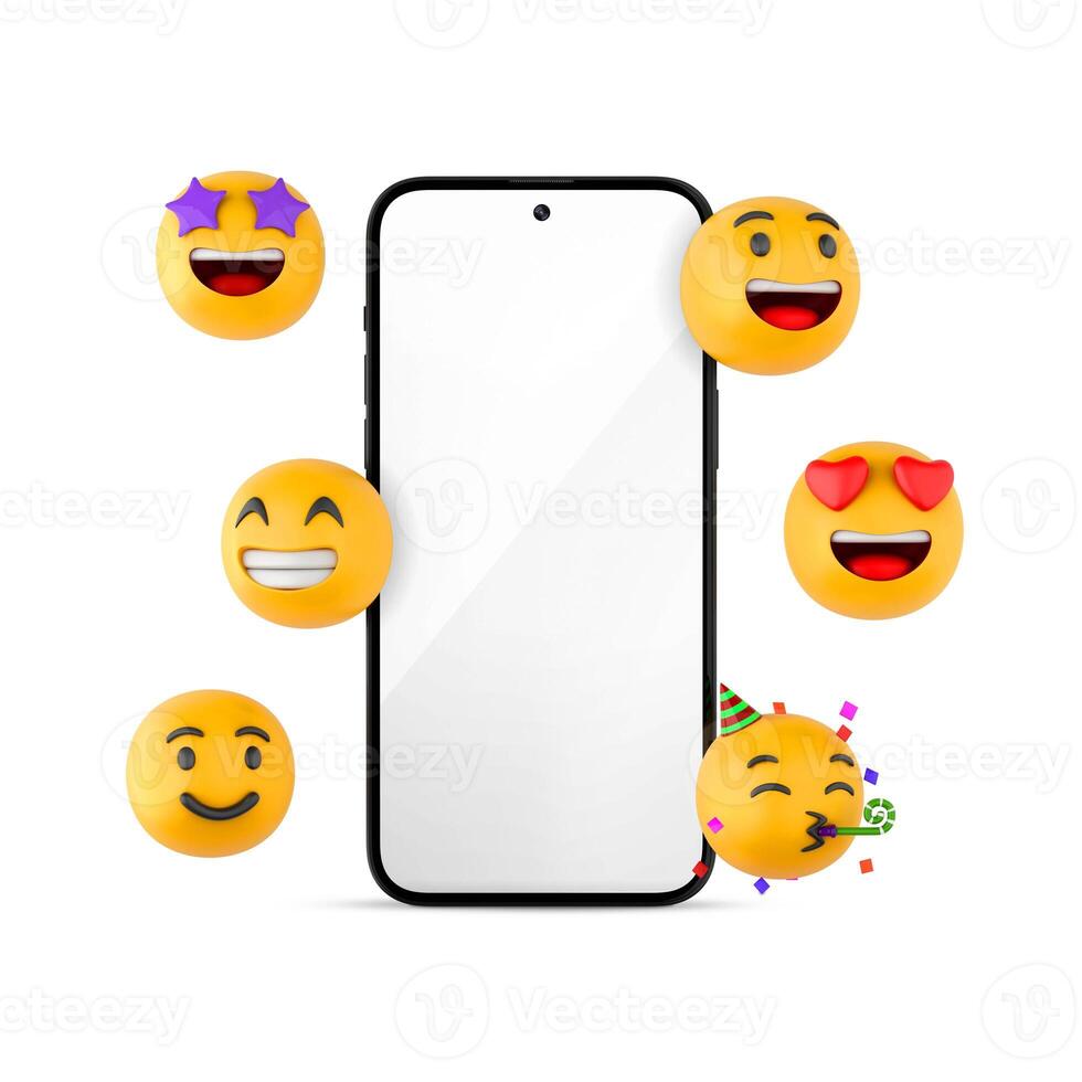 telefon med emoji på vit bakgrund foto
