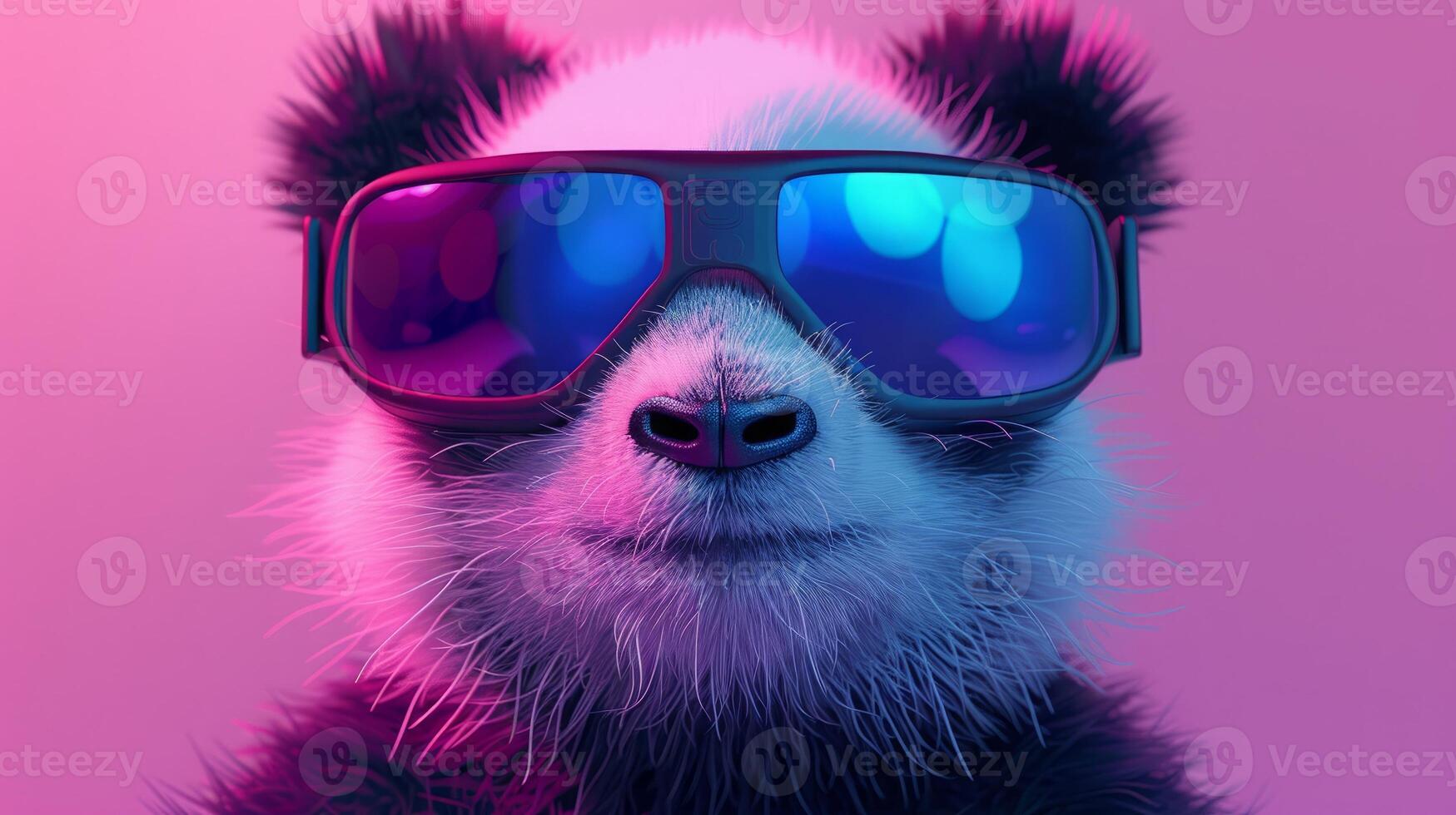 panda med 3d vr glasögon på de isolerat bakgrund foto