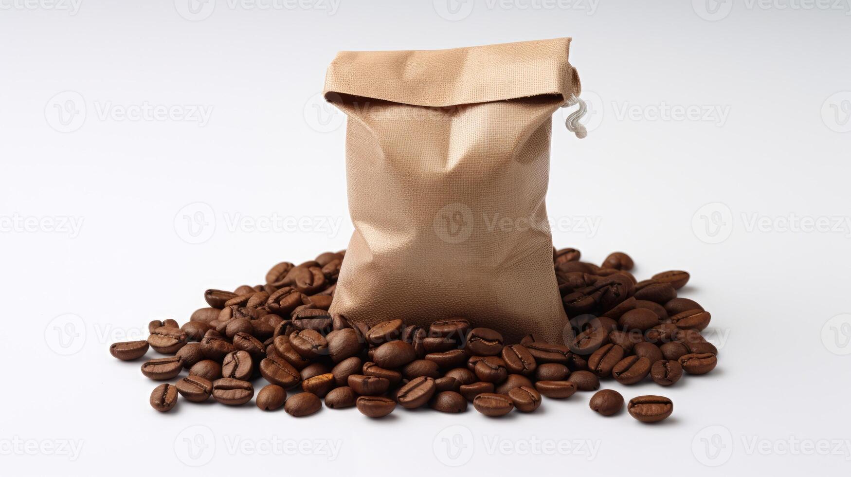 en väska av kaffe bönor koffein, ai foto
