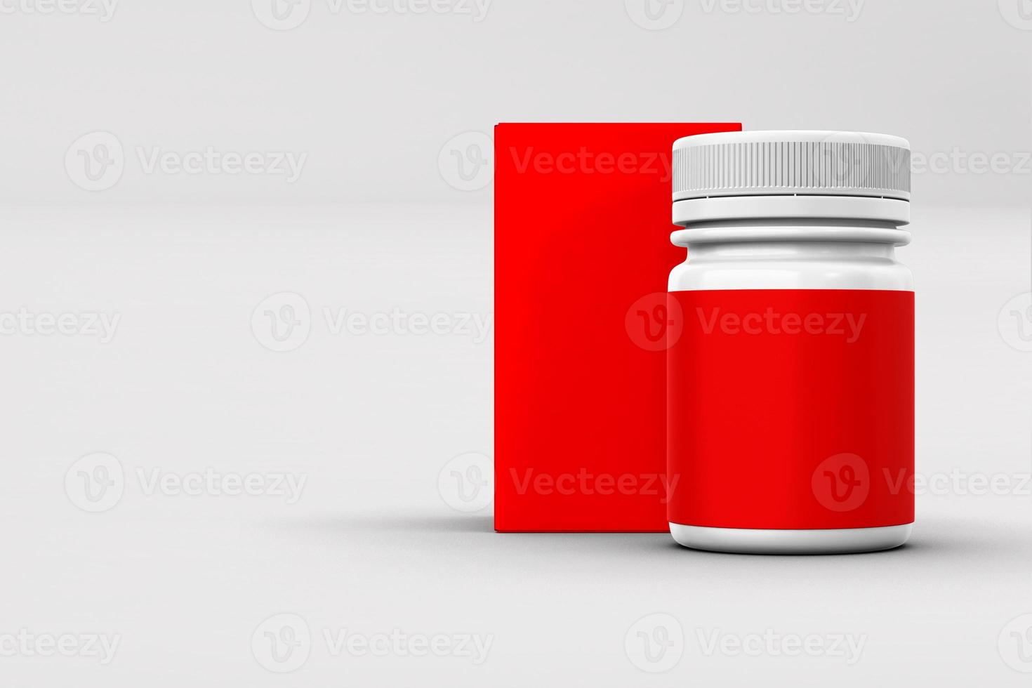 medicinsk behållare med tom etikett isolerad på färgad background.suitable för din elementdesign på medicinsk .3d-rendering. foto