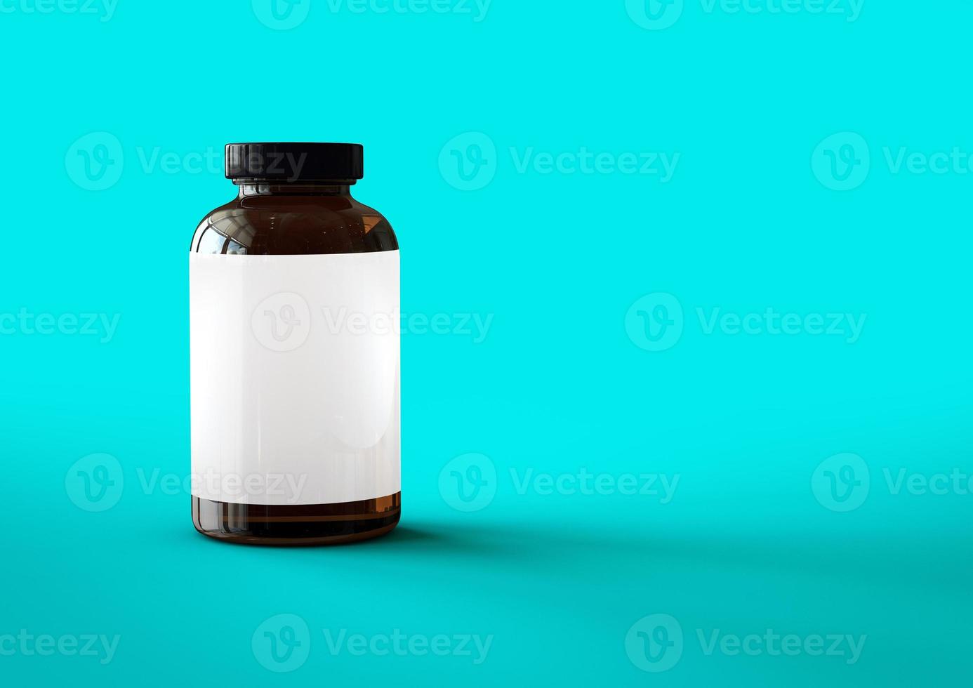 3D vitaminer flaska isolerad på blå toscha bakgrund. lämplig för ditt designelement. foto