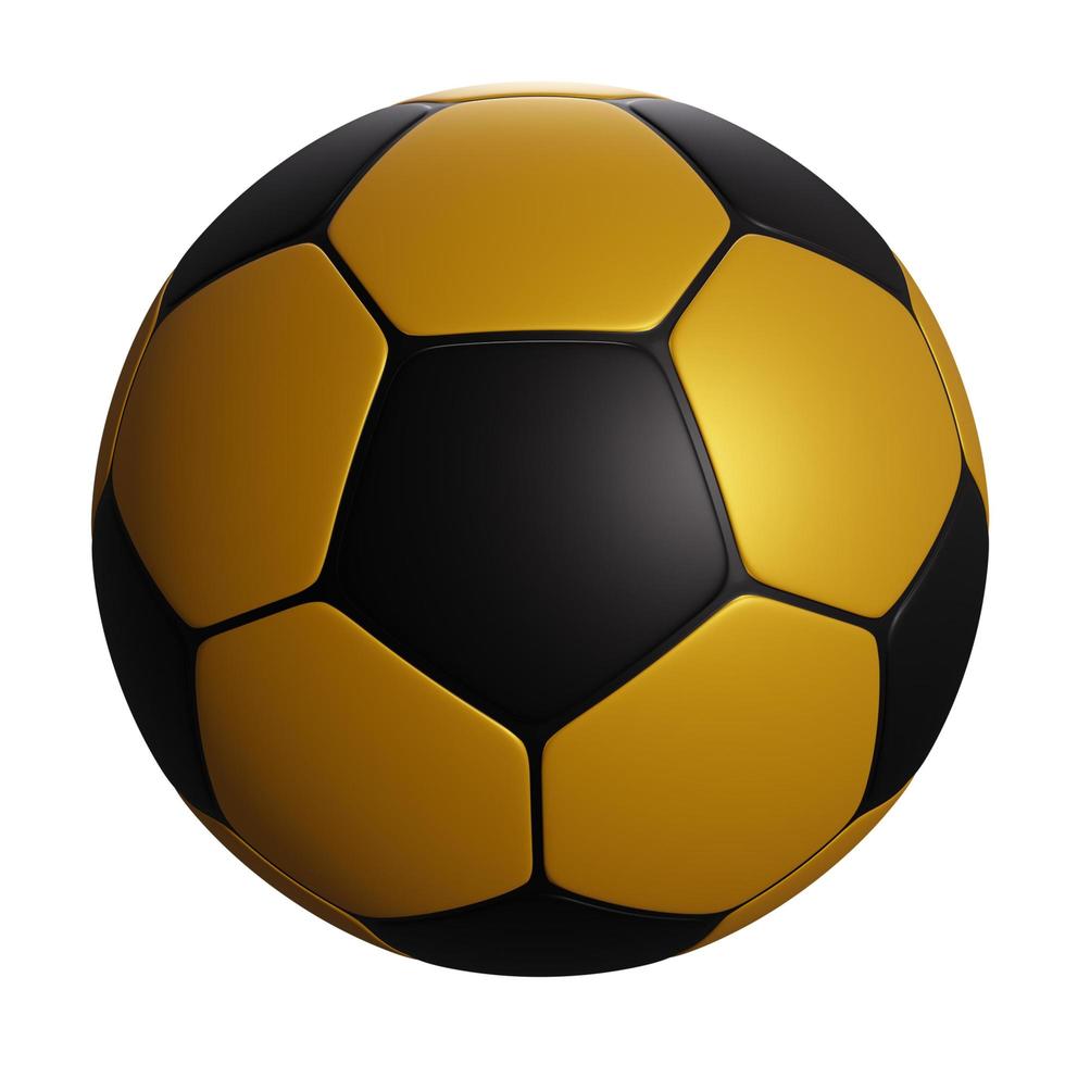 realistisk gyllene fotboll isolerad på en vit bakgrund foto