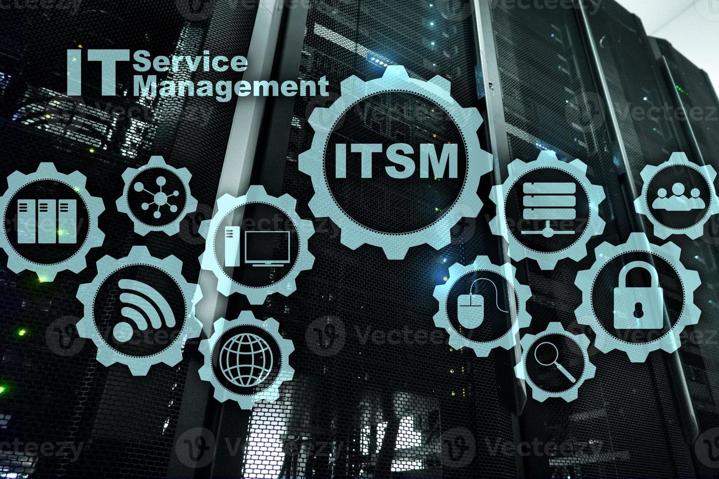 dessm. it service management. koncept för informationsteknik service management på superdator bakgrund foto