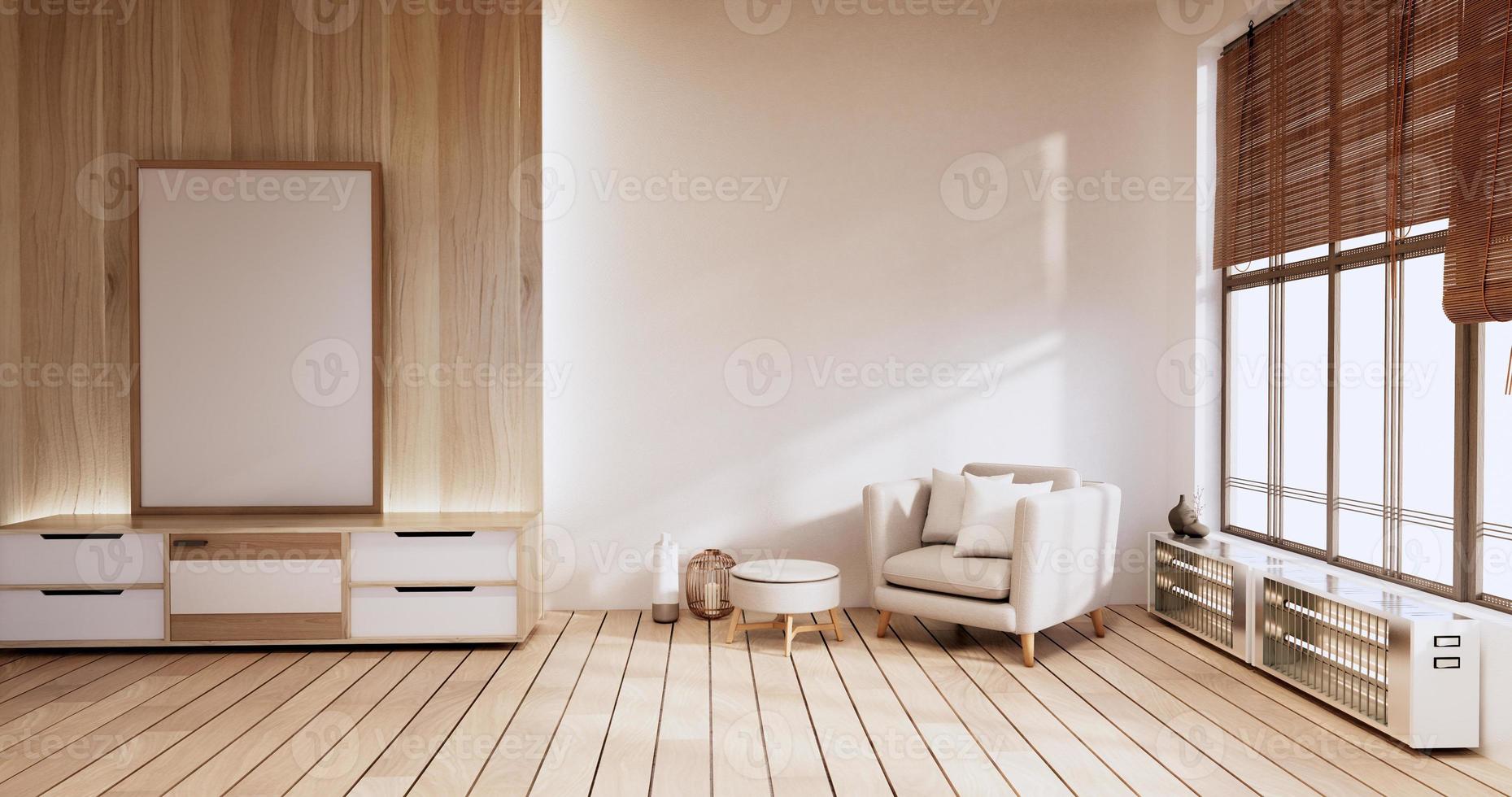 modernt vardagsrum minimalistisk design, 3d-rendering foto