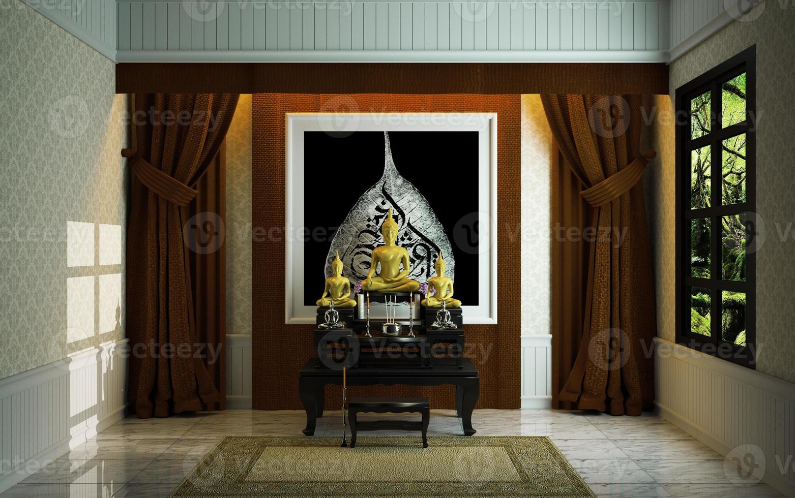 tabernakel religion rum asiatisk stil. 3d-rendering foto