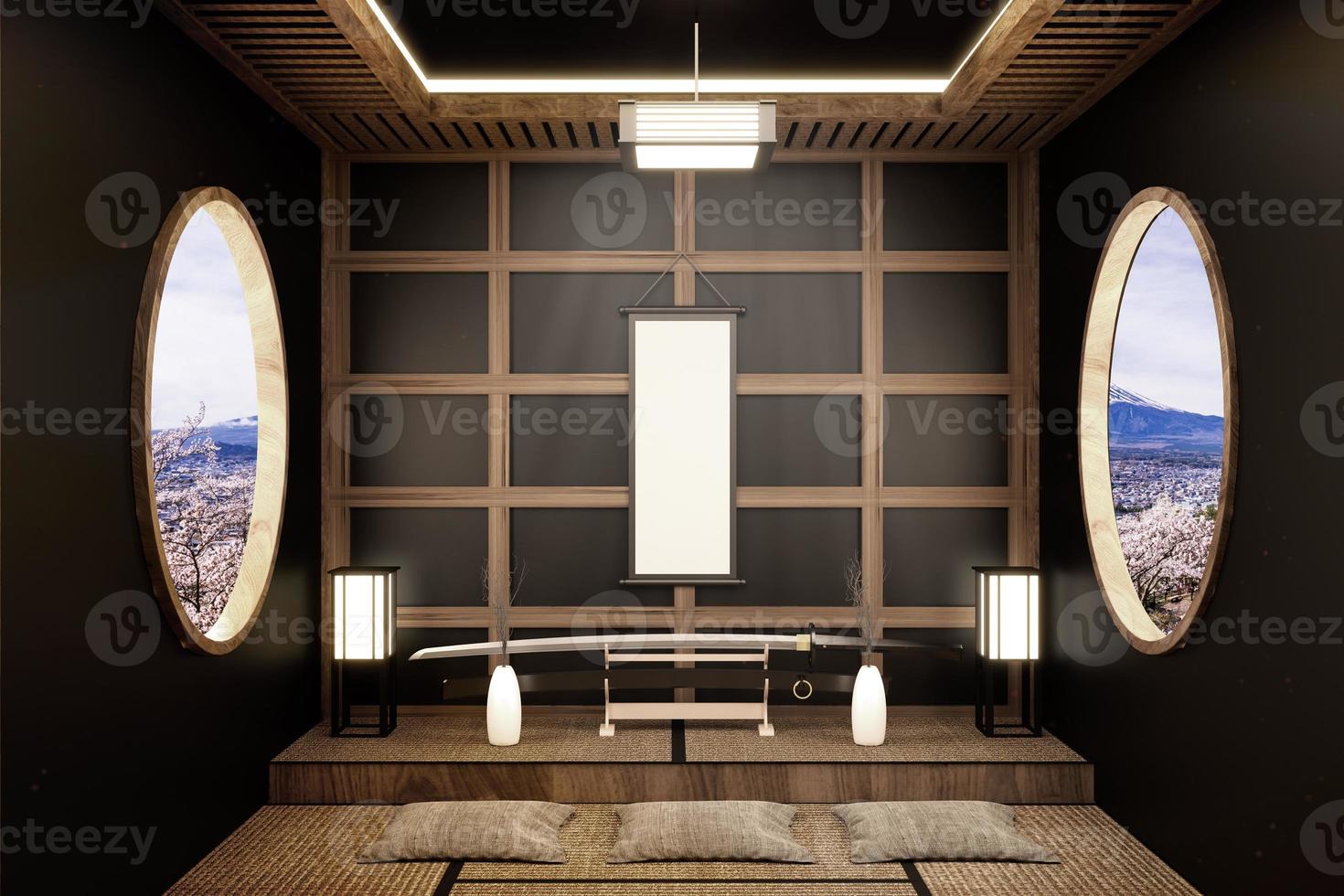 japansk rumsdesign zen-stil. 3d-rendering foto