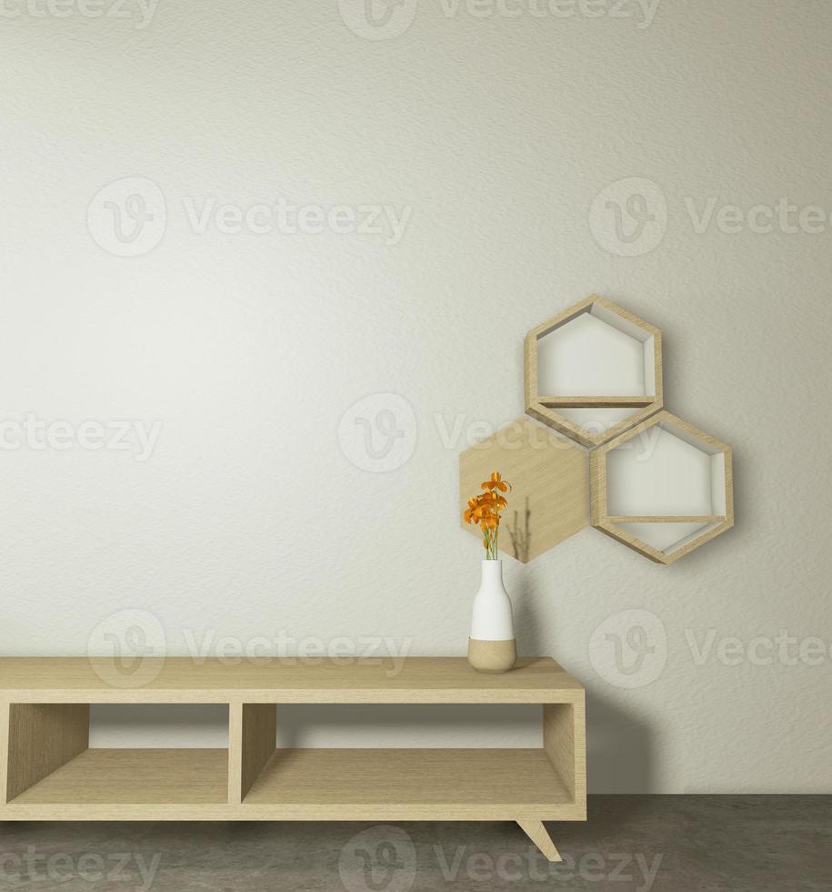 skåp modernt tomt rum, minimal design i japansk stil. 3d-rendering foto