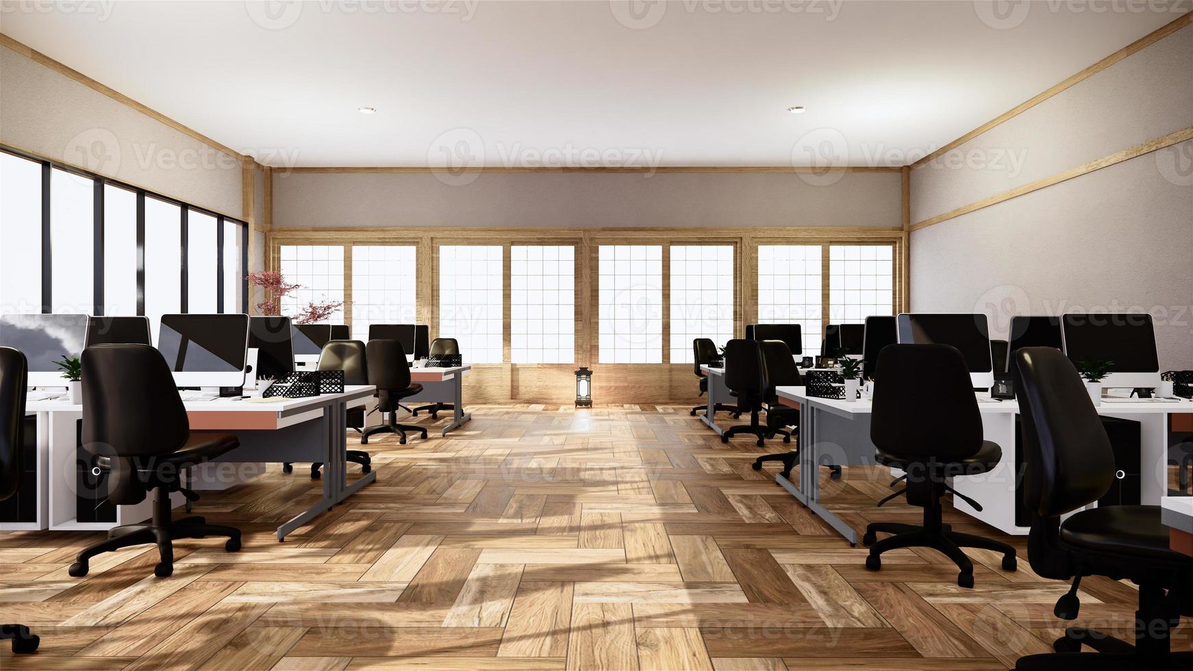 kontorsverksamhet - vackert mötesrum och konferensbord i Japan, modern stil. 3d-rendering foto