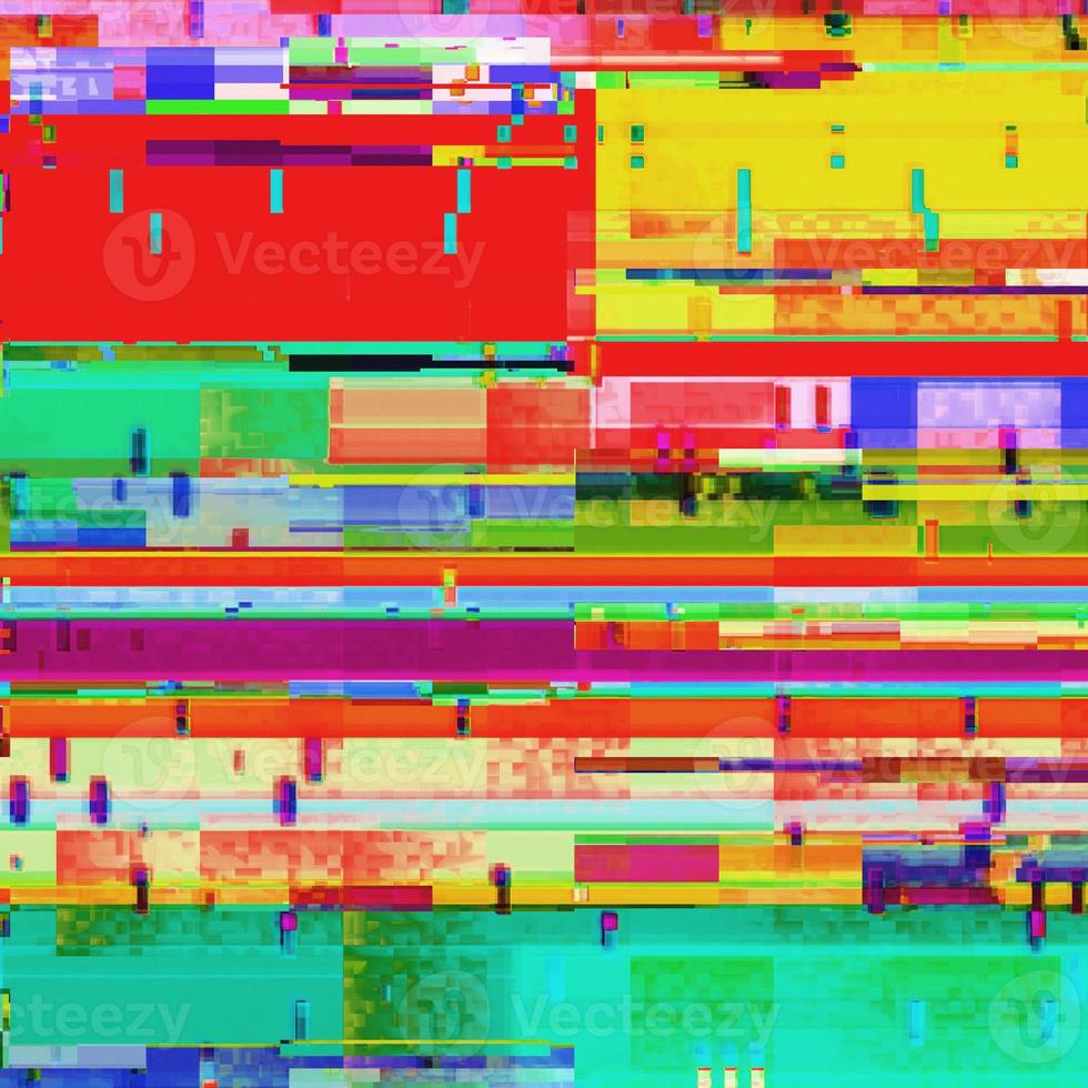 abstrakt blå och orange glitch unik digital korn skada pixel brus grunge färgglada konsistens. foto