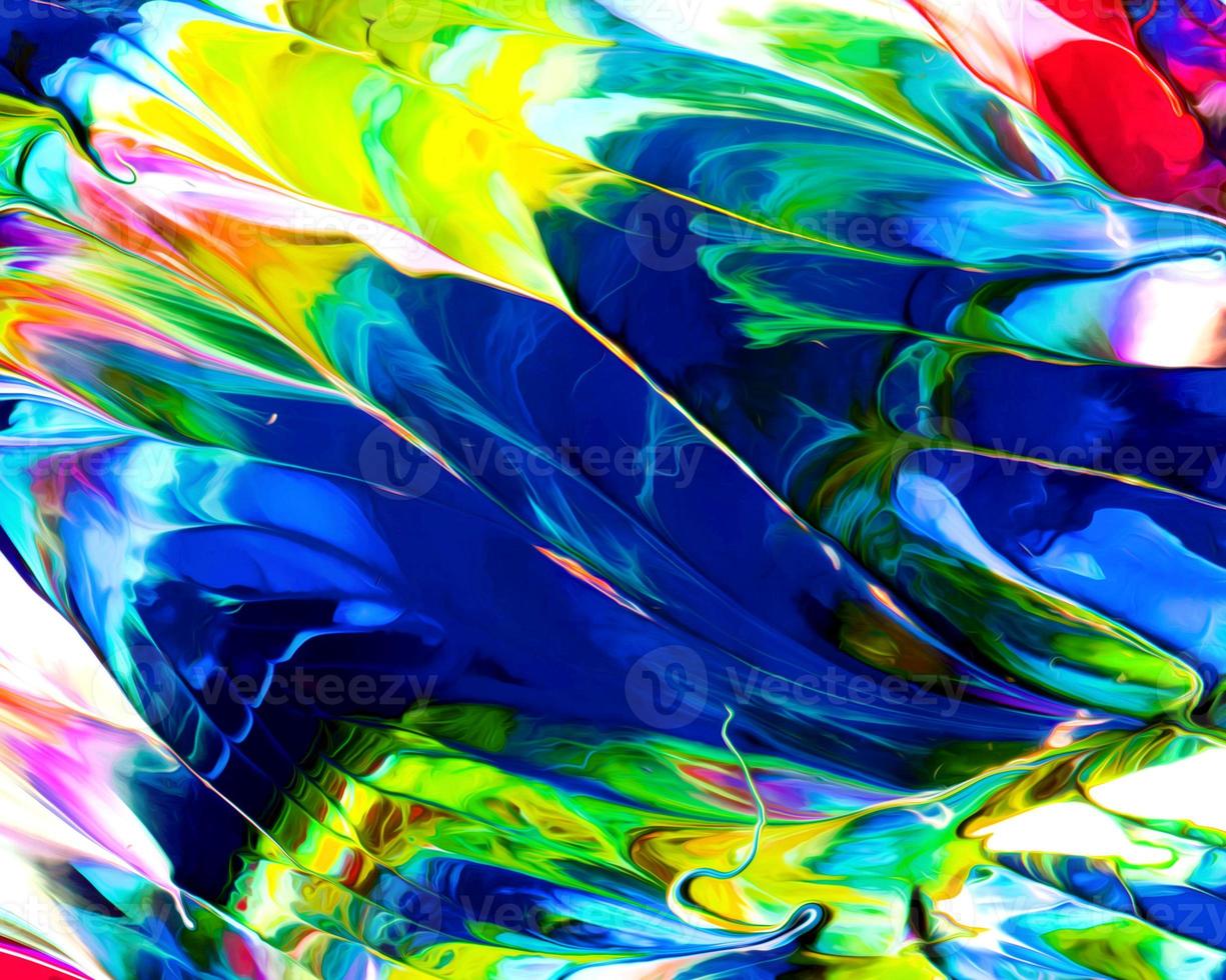 bakgrundsdesign av målad akrylolja färg flytande flytande färg mörkblå och ljusgrön med kreativitet och modern konst foto