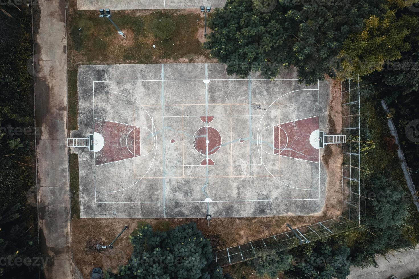 hög vinkel stadion, gammal basketplan hög vinkel foto