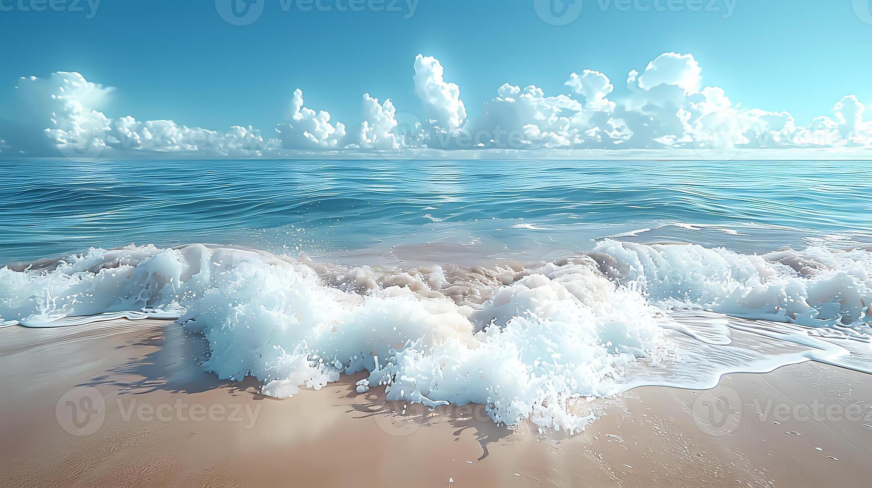 lugn strand paradis - fotorealistisk kust landskap med kopia Plats för text täcka över i 8 K upplösning foto