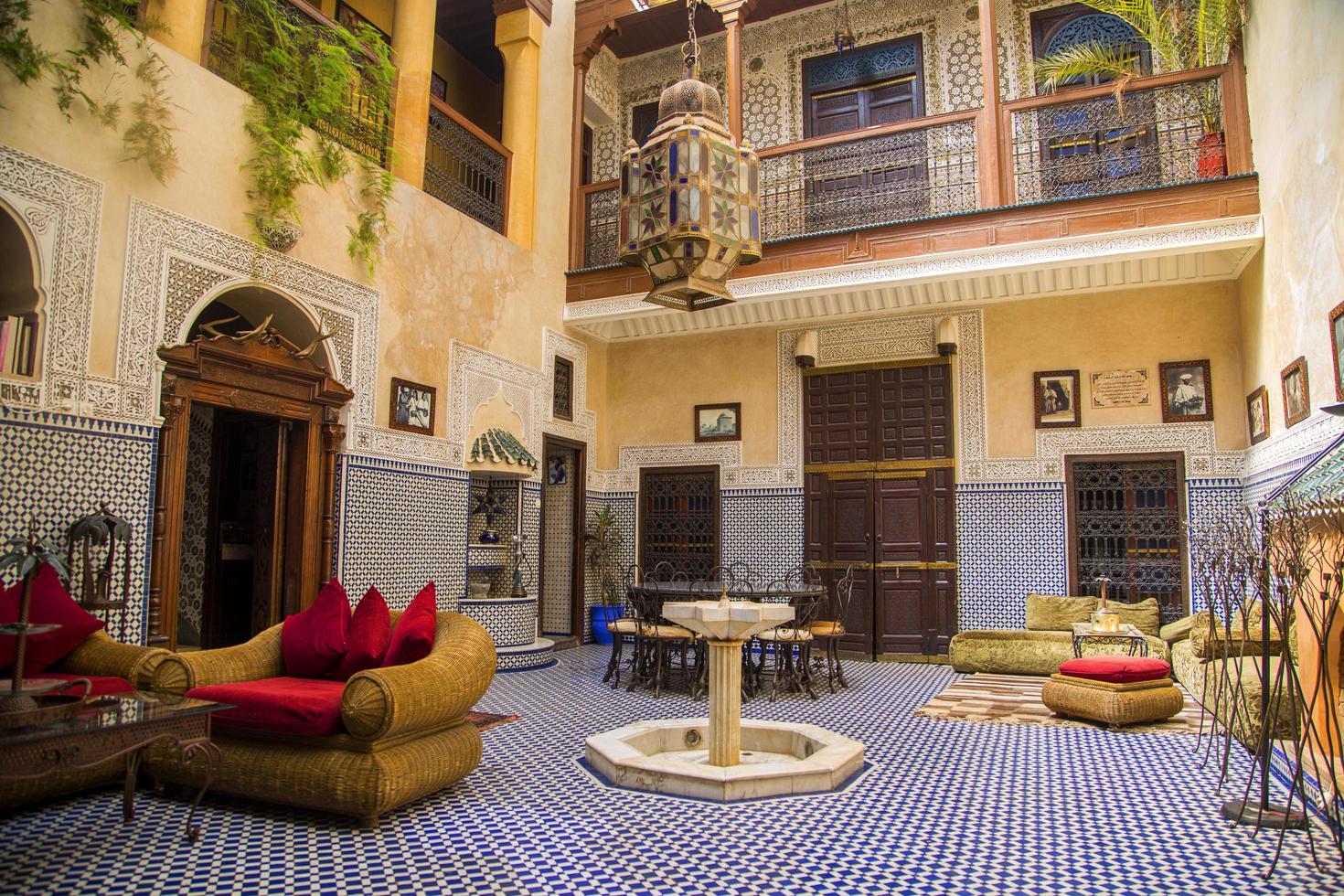 marrakech, marocko 2014 - riad amlal i marrakech, marockansk atmosfär. foto