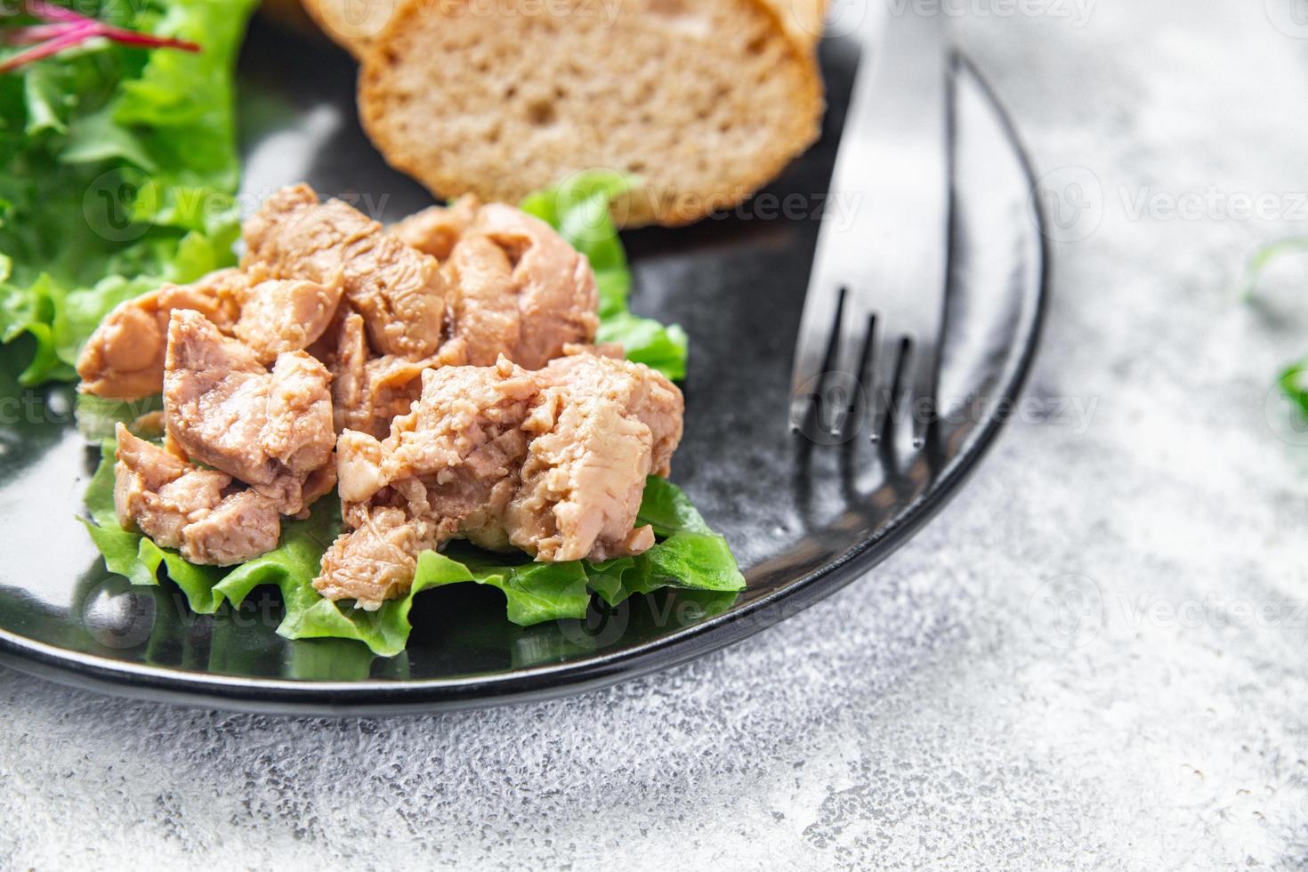 torsklever färska skaldjur hälsosam måltid mat diet mellanmål foto