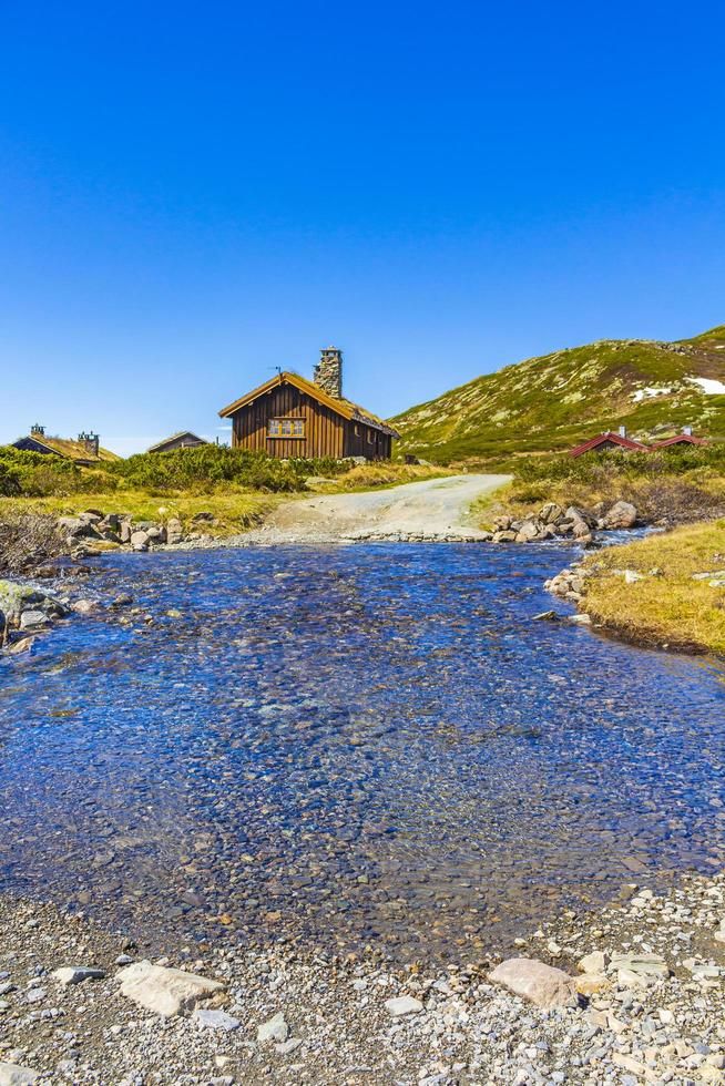 älv och stugor hyddor vavatn sjö panorama landskap hemsedal norge. foto