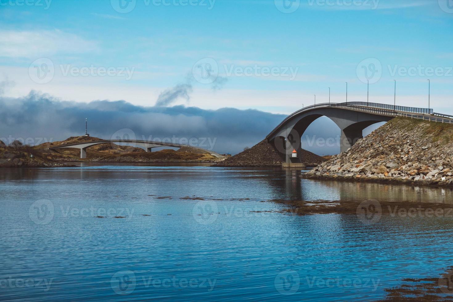 norge berg och landskap på öarna lofoten. naturligt skandinaviskt landskap. plats för text eller reklam foto