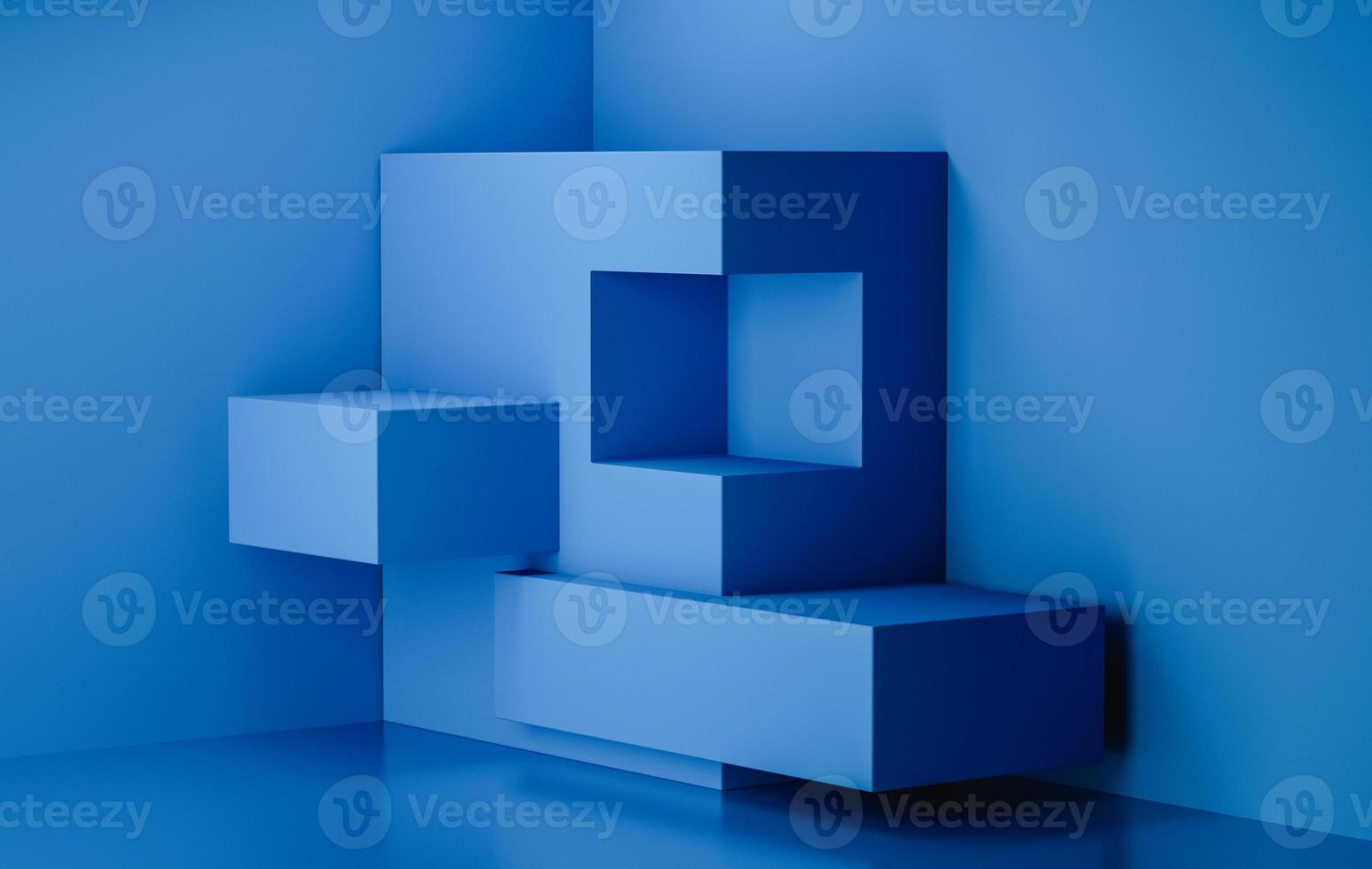 3D-rendering scen display bakgrund blå färg foto