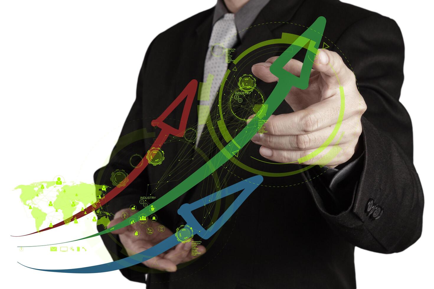 affärsman hand ritar ett cirkeldiagram foto