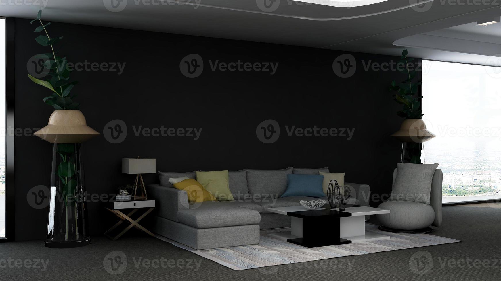 3D-rendering executive lounge vägg mockup design foto