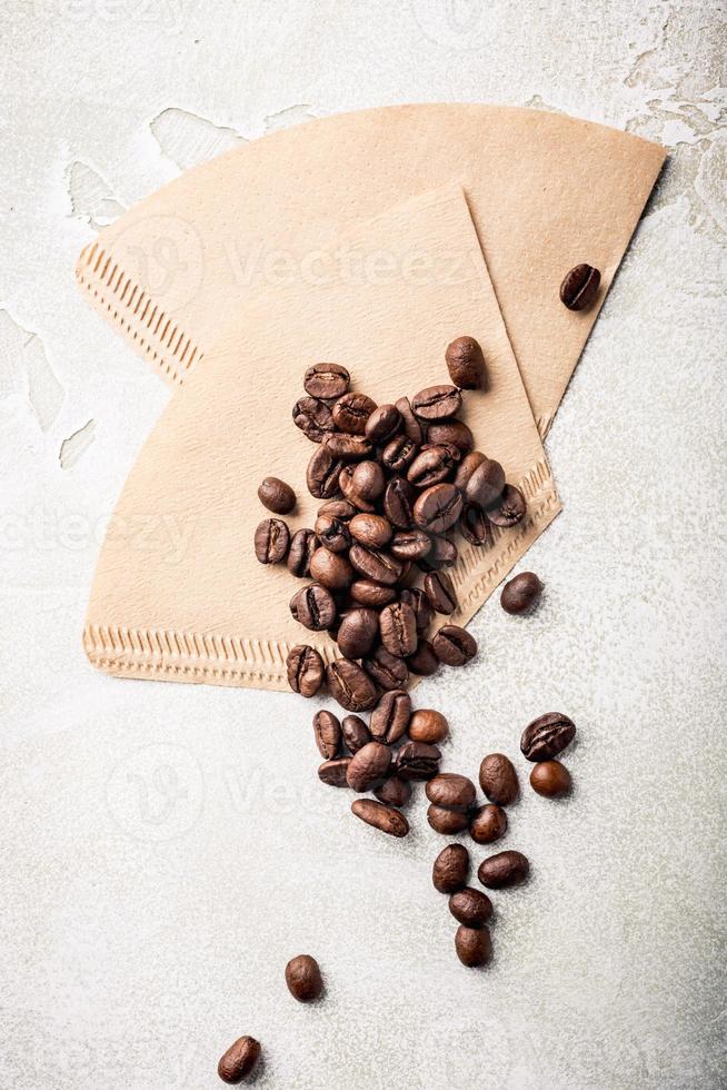 filter och kaffebönor foto